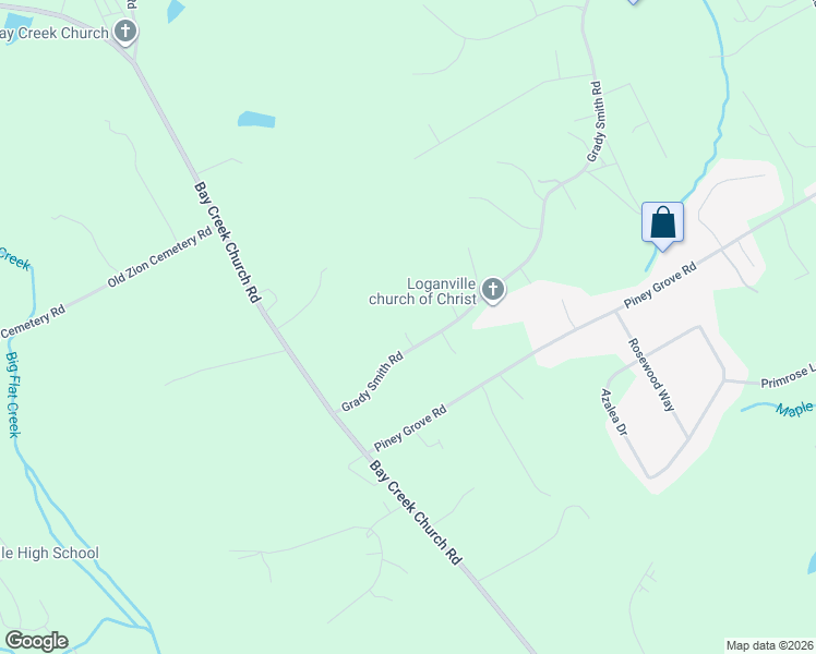 map of restaurants, bars, coffee shops, grocery stores, and more near 3500-3570 Grady Smith Road in Loganville