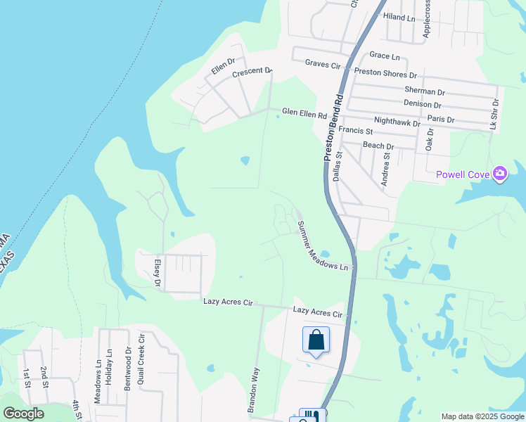 map of restaurants, bars, coffee shops, grocery stores, and more near 264 Summer Meadows Ln in Pottsboro