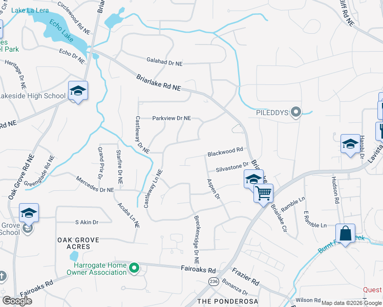 map of restaurants, bars, coffee shops, grocery stores, and more near 2887 Blackwood Road in Decatur