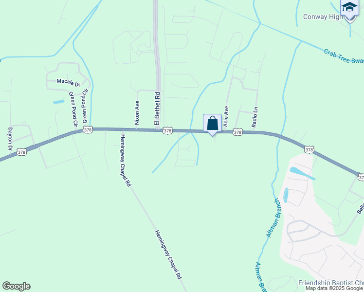 map of restaurants, bars, coffee shops, grocery stores, and more near 1751 Ernest Finney Avenue in Conway