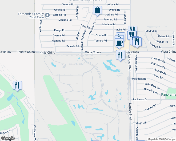 map of restaurants, bars, coffee shops, grocery stores, and more near 67551 North Natoma Drive in Cathedral City