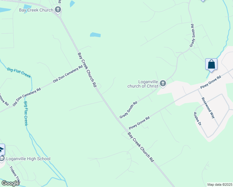 map of restaurants, bars, coffee shops, grocery stores, and more near 3769 Bay Creek Church Road in Loganville