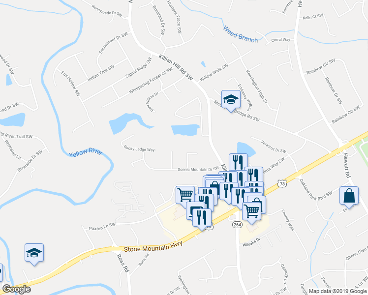 map of restaurants, bars, coffee shops, grocery stores, and more near 2037 Cliffton Terrace in Snellville