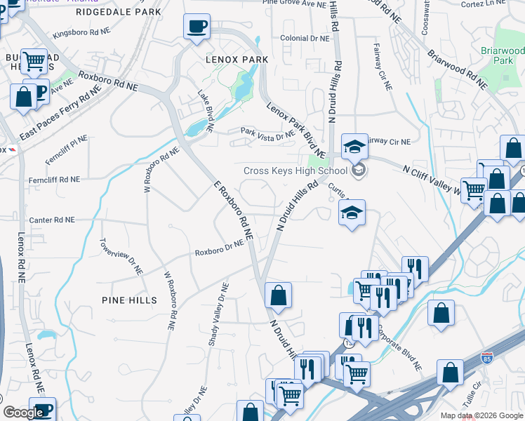 map of restaurants, bars, coffee shops, grocery stores, and more near 1111 Wright Avenue Northeast in Atlanta