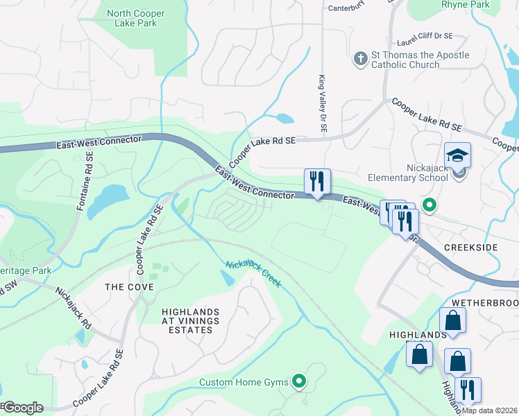 map of restaurants, bars, coffee shops, grocery stores, and more near 4552 Wilkerson Place Southeast in Smyrna
