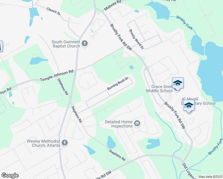 map of restaurants, bars, coffee shops, grocery stores, and more near 995 Burning Bush Drive in Loganville