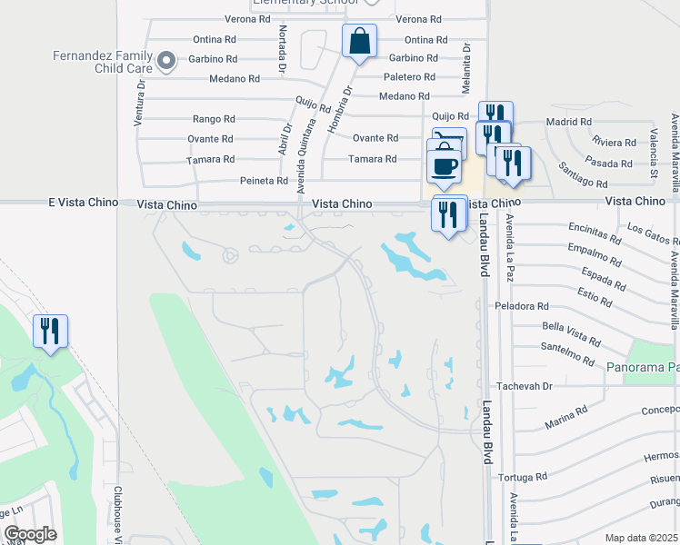 map of restaurants, bars, coffee shops, grocery stores, and more near 28402 Taos Court in Cathedral City