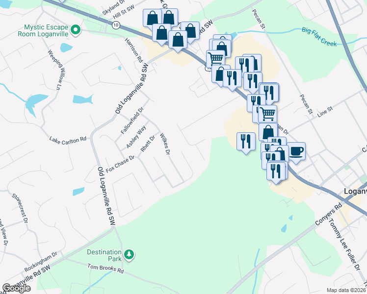 map of restaurants, bars, coffee shops, grocery stores, and more near 4481 Fiddlers Bend in Loganville
