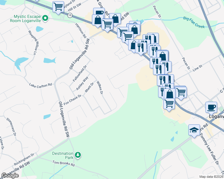 map of restaurants, bars, coffee shops, grocery stores, and more near 4481 Fiddlers Bend in Loganville