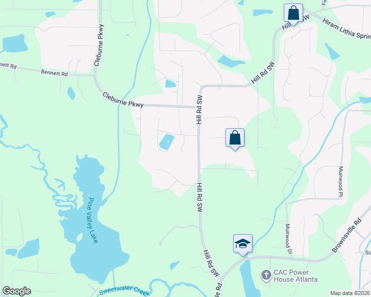 map of restaurants, bars, coffee shops, grocery stores, and more near 4625 Ridgeview Drive in Powder Springs