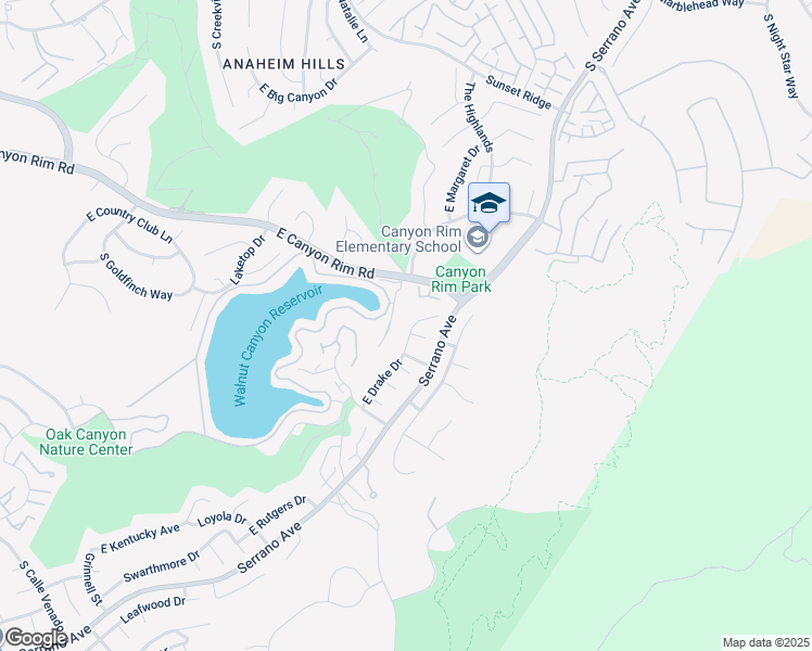 map of restaurants, bars, coffee shops, grocery stores, and more near 7239 East Drake Drive in Anaheim