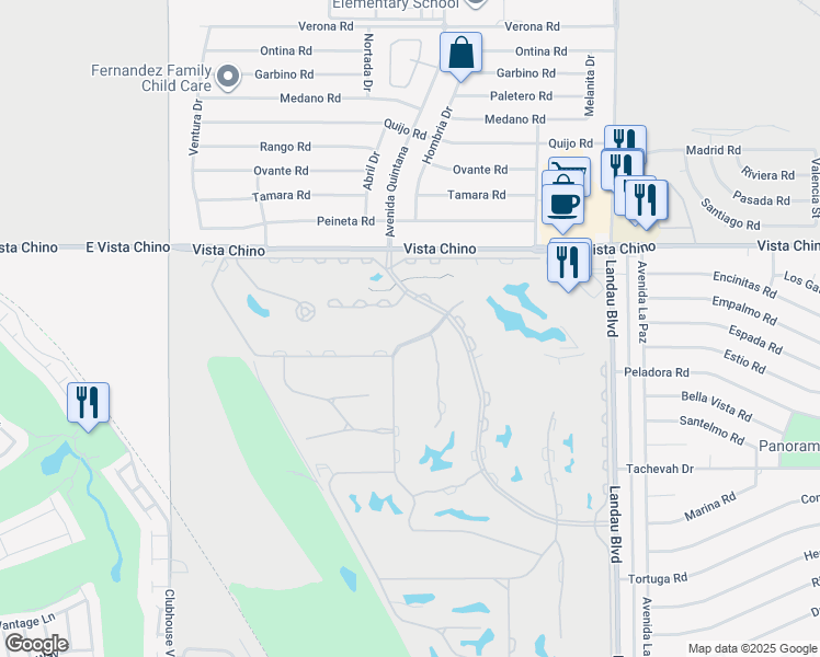 map of restaurants, bars, coffee shops, grocery stores, and more near 67551 North Natoma Drive in Cathedral City