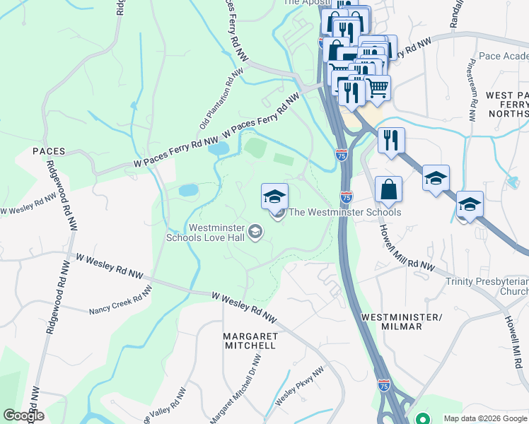 map of restaurants, bars, coffee shops, grocery stores, and more near in Atlanta
