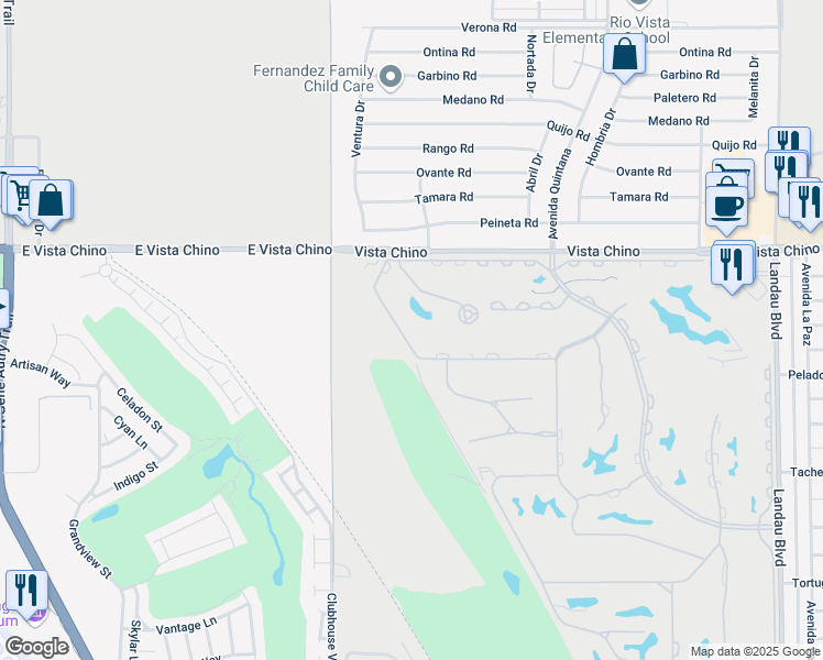 map of restaurants, bars, coffee shops, grocery stores, and more near 67330 West Chimayo Drive in Cathedral City