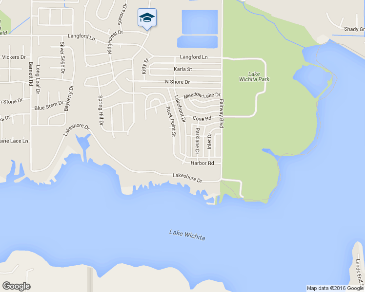 map of restaurants, bars, coffee shops, grocery stores, and more near 5122 Lakefront Drive in Wichita Falls