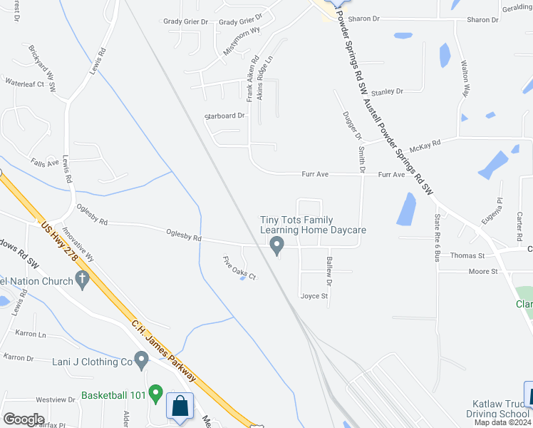map of restaurants, bars, coffee shops, grocery stores, and more near 4142 Caldera Xing in Powder Springs