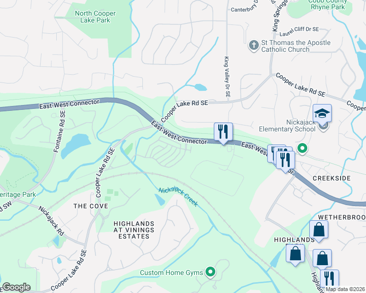map of restaurants, bars, coffee shops, grocery stores, and more near 4569 Wilkerson Place Southeast in Smyrna