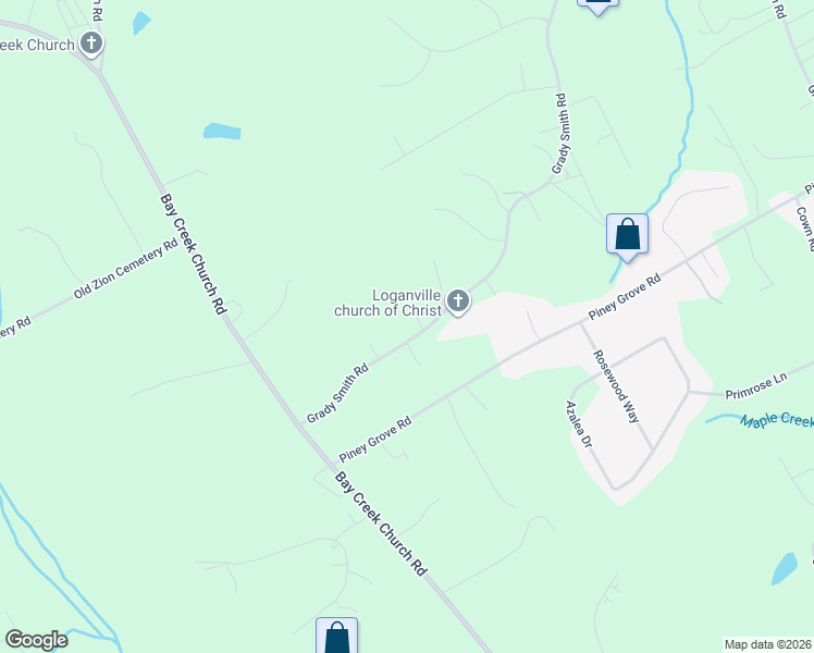 map of restaurants, bars, coffee shops, grocery stores, and more near 3630 Grady Smith Road in Loganville