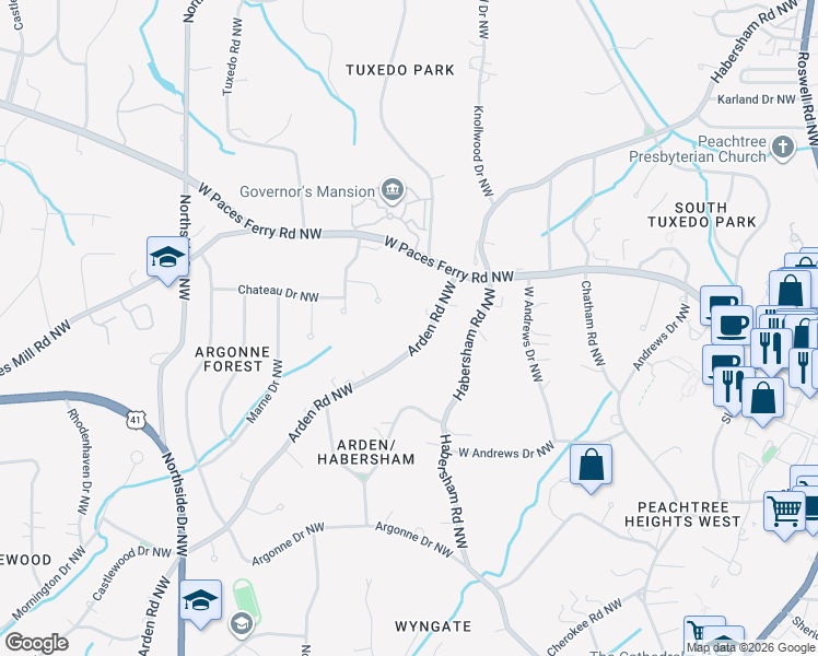 map of restaurants, bars, coffee shops, grocery stores, and more near 359 Glen Arden Place Northwest in Atlanta