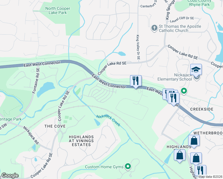 map of restaurants, bars, coffee shops, grocery stores, and more near 4569 Wilkerson Place Southeast in Smyrna