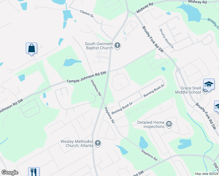 map of restaurants, bars, coffee shops, grocery stores, and more near 1255 Shamrock Hill Circle in Loganville