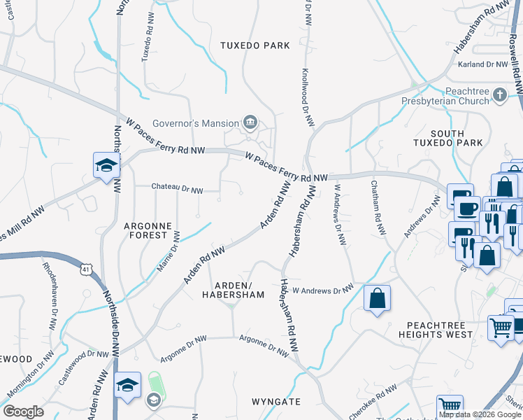 map of restaurants, bars, coffee shops, grocery stores, and more near 359 Glen Arden Place Northwest in Atlanta