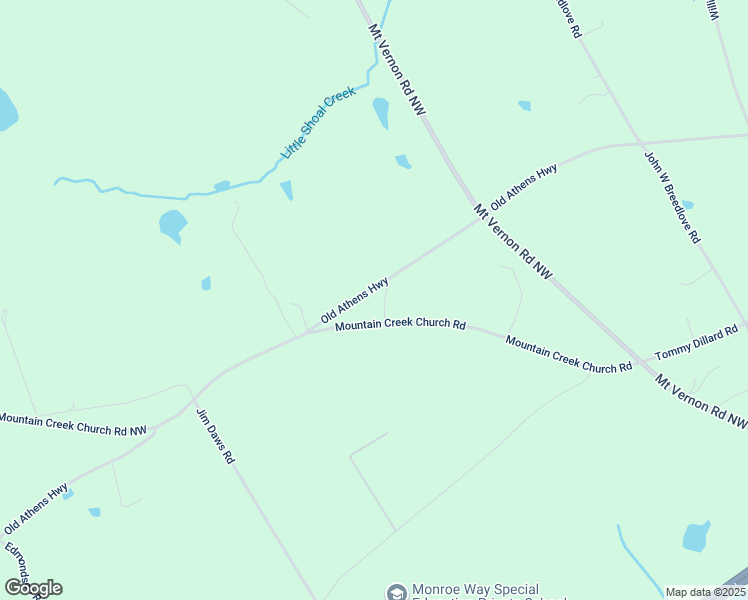 map of restaurants, bars, coffee shops, grocery stores, and more near 2255 Old Athens Highway in Monroe
