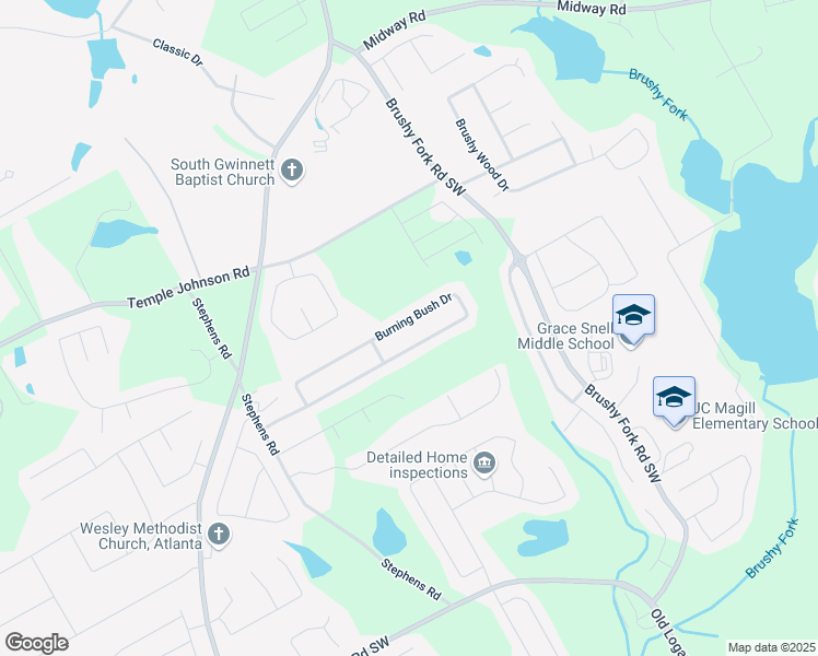 map of restaurants, bars, coffee shops, grocery stores, and more near 1030 Burning Bush Drive in Loganville