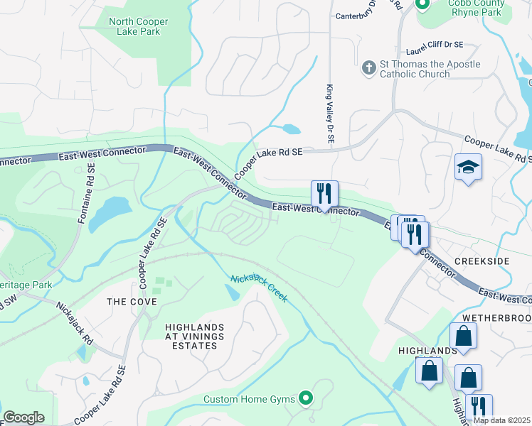 map of restaurants, bars, coffee shops, grocery stores, and more near 4569 Wilkerson Place Southeast in Smyrna