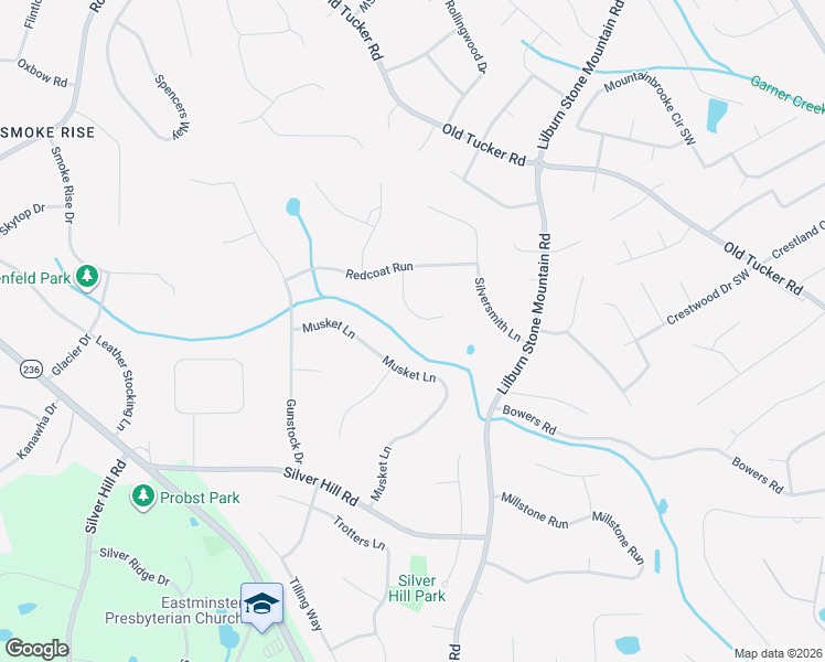 map of restaurants, bars, coffee shops, grocery stores, and more near 2041 Hessian Court in Stone Mountain