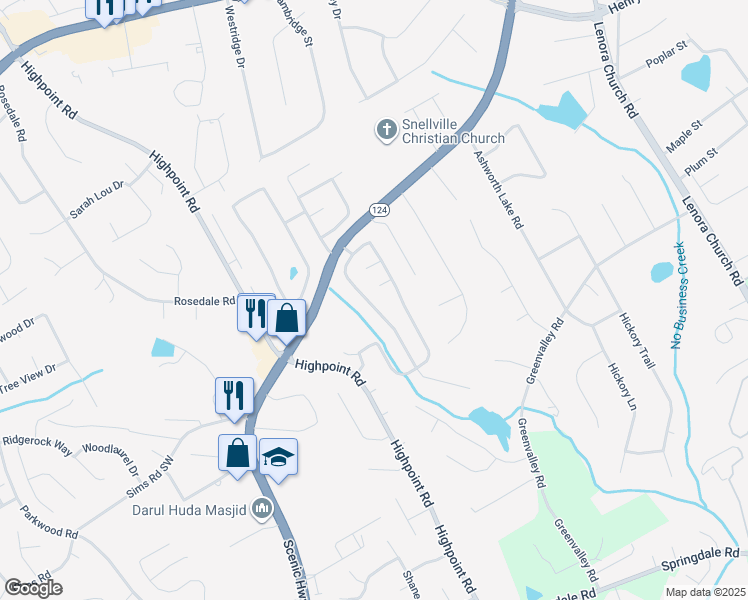 map of restaurants, bars, coffee shops, grocery stores, and more near 3172 Newtons Crest Circle in Snellville