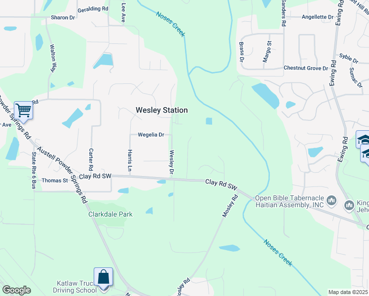 map of restaurants, bars, coffee shops, grocery stores, and more near 4550 Glory Drive in Austell