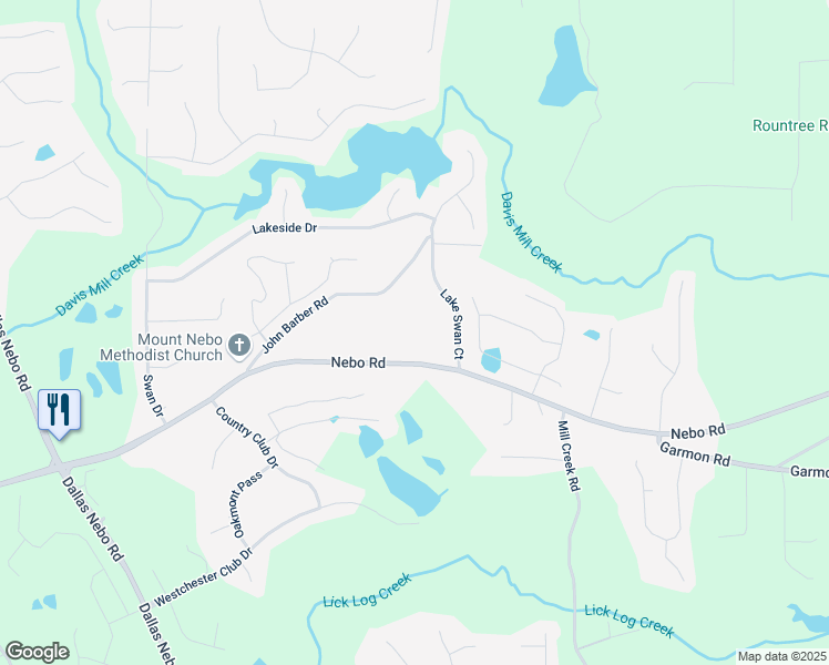 map of restaurants, bars, coffee shops, grocery stores, and more near 4119 Nebo Road in Hiram