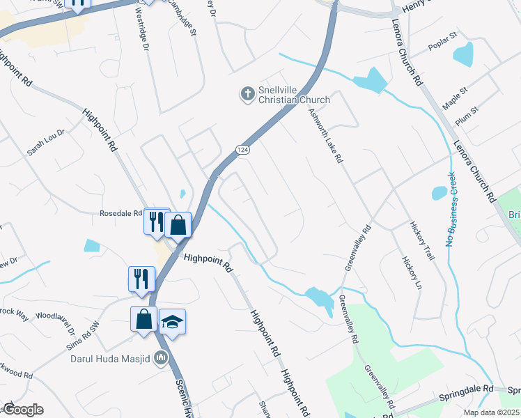 map of restaurants, bars, coffee shops, grocery stores, and more near 2803 Newtons Crest Circle in Snellville