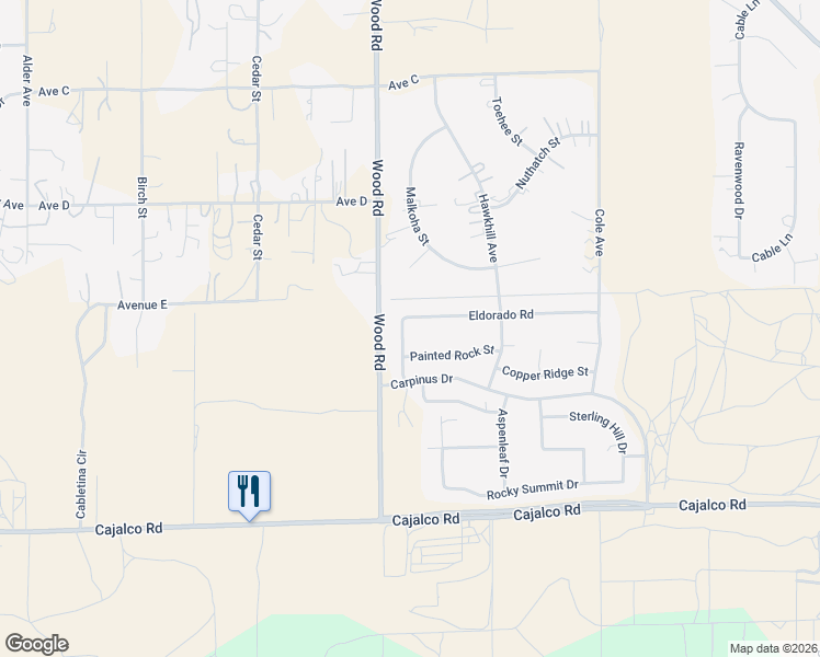 map of restaurants, bars, coffee shops, grocery stores, and more near 19069 Eldorado Road in Perris