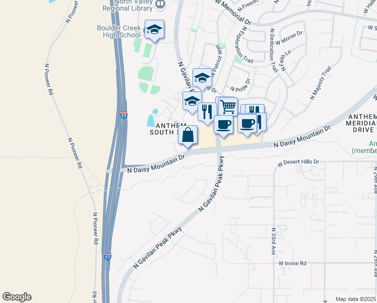 map of restaurants, bars, coffee shops, grocery stores, and more near 39508 West Daisy Mountain Drive in Phoenix