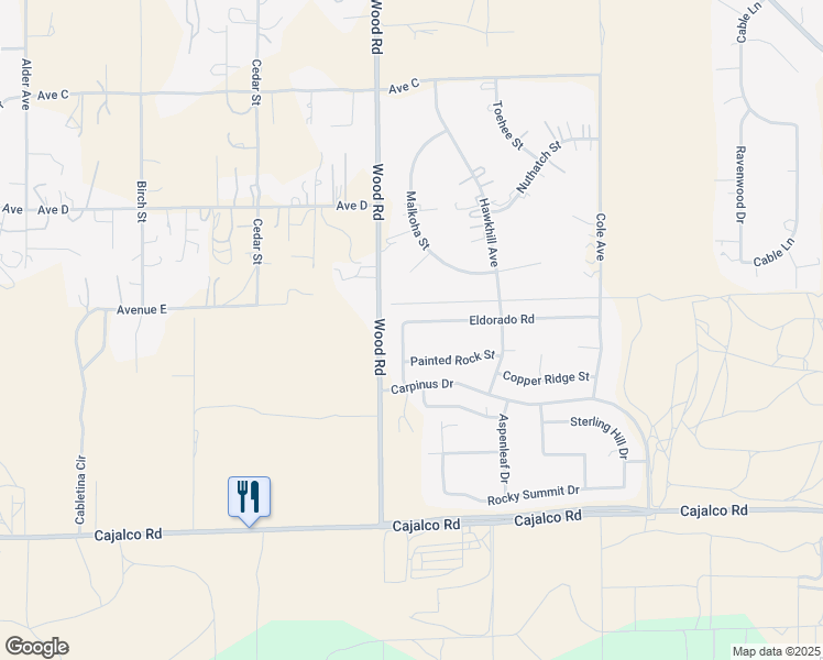 map of restaurants, bars, coffee shops, grocery stores, and more near 19069 Eldorado Road in Perris