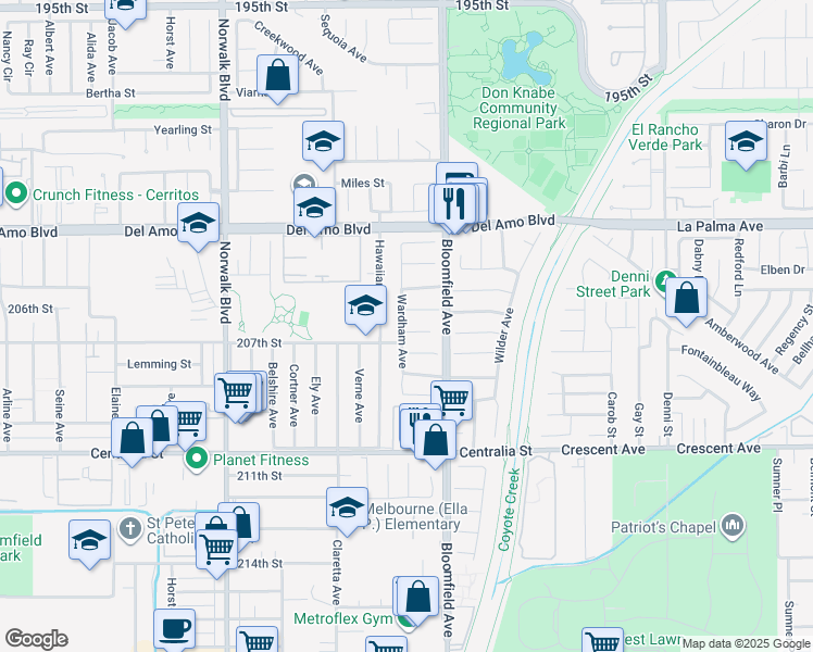 map of restaurants, bars, coffee shops, grocery stores, and more near 12503 Stillman Street in Lakewood