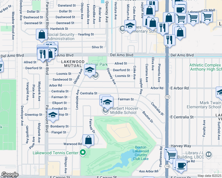 map of restaurants, bars, coffee shops, grocery stores, and more near 3522 Arbor Road in Lakewood