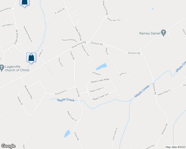 map of restaurants, bars, coffee shops, grocery stores, and more near 915 Parkplace in Loganville