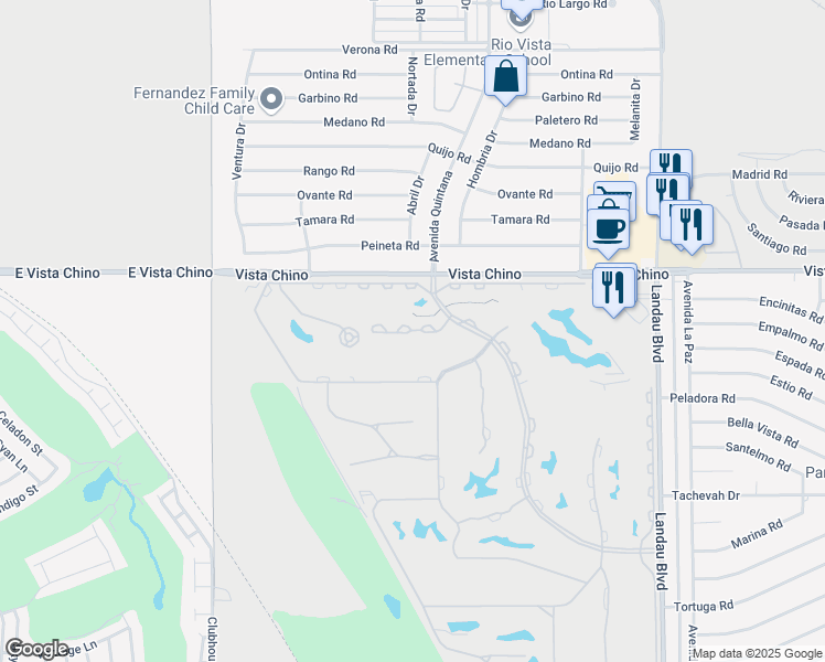 map of restaurants, bars, coffee shops, grocery stores, and more near 67499 Toltec Court in Cathedral City