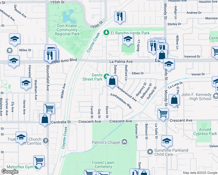 map of restaurants, bars, coffee shops, grocery stores, and more near 8193 Willow Drive in Cypress
