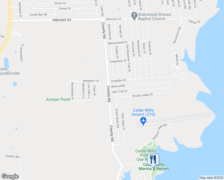 map of restaurants, bars, coffee shops, grocery stores, and more near 97 Oak Trail Drive in Gordonville