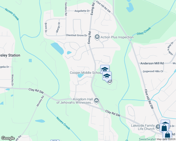 map of restaurants, bars, coffee shops, grocery stores, and more near 2735 Dahlonega Trail in Austell