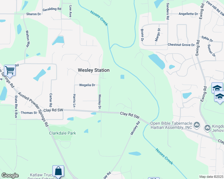map of restaurants, bars, coffee shops, grocery stores, and more near 4531 Glory Drive in Austell