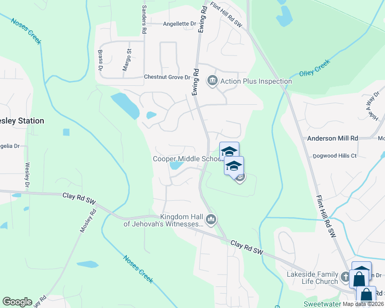 map of restaurants, bars, coffee shops, grocery stores, and more near 2735 Dahlonega Trail in Austell