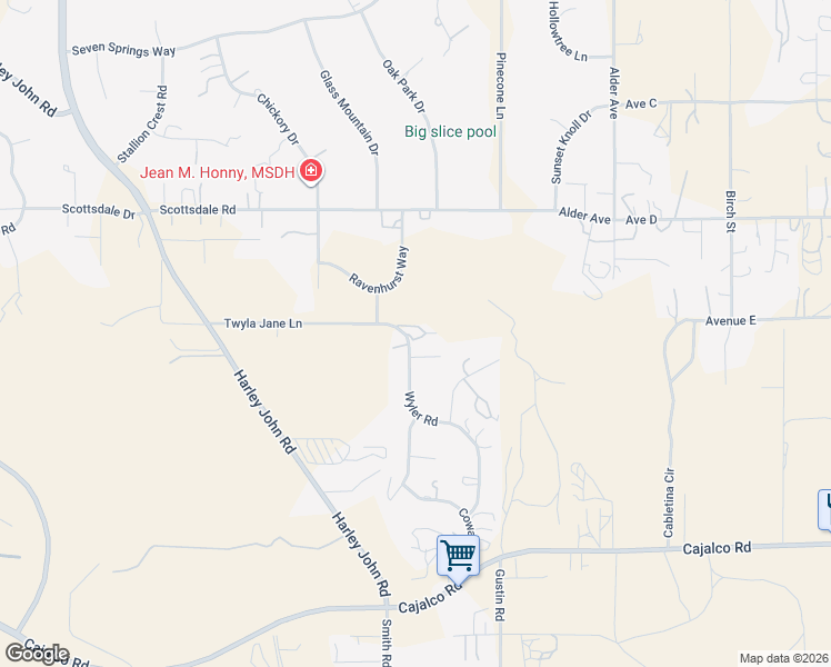 map of restaurants, bars, coffee shops, grocery stores, and more near 19032 Wyler Road in Perris