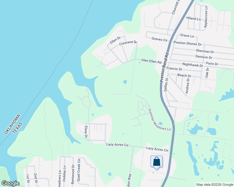 map of restaurants, bars, coffee shops, grocery stores, and more near 264 Summer Meadows Lane in Pottsboro