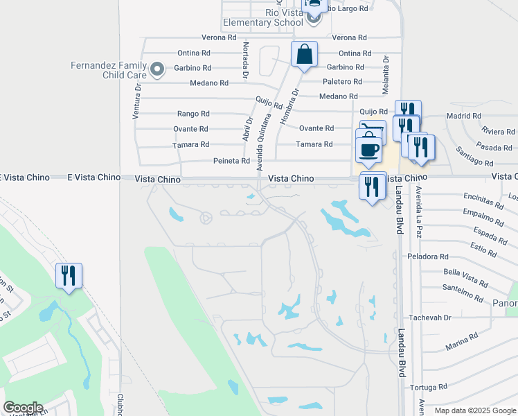 map of restaurants, bars, coffee shops, grocery stores, and more near 67488 Toltec Court in Cathedral City