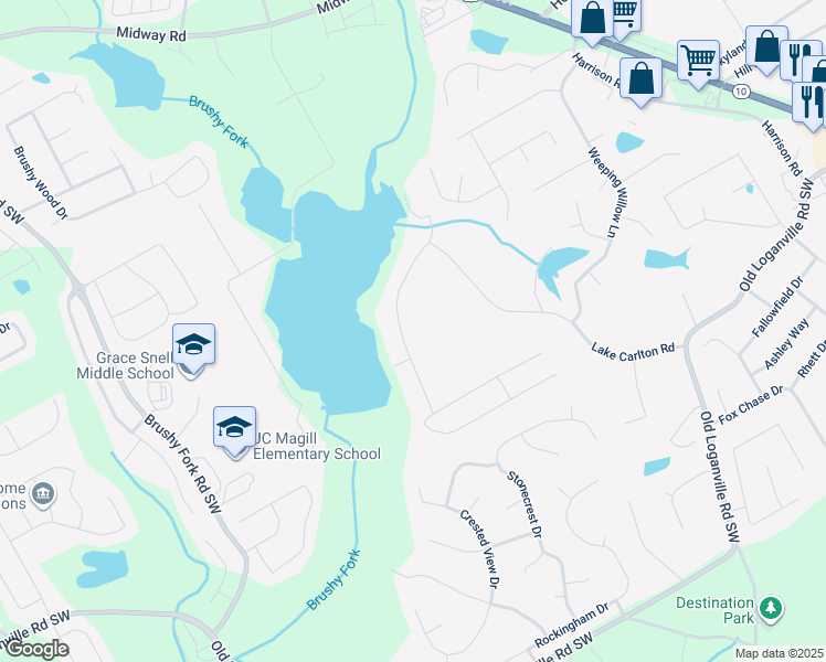 map of restaurants, bars, coffee shops, grocery stores, and more near 4011 Lake Carlton Road in Loganville